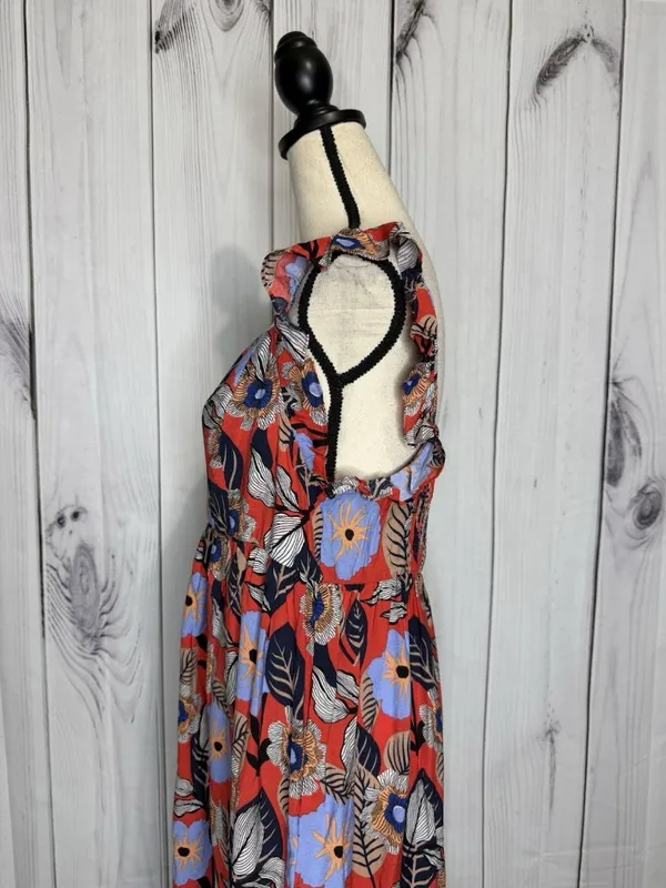 Ee:some Floral Tiered Ruffled Maxi Sundress Size L Smocked Back Sleeveless - Image 11