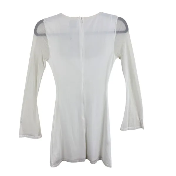 Princess Polly NWT Martinez White Mesh Long Sleeve Mini Dress Square Neck Size 0 - Image 6