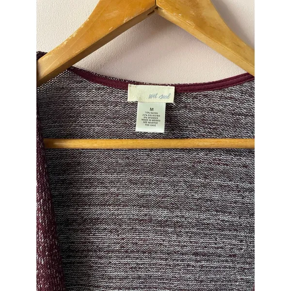 Wet Seal Burgundy Marled Lightweight Knit Open Front Cardigan Size M GUC - Image 5