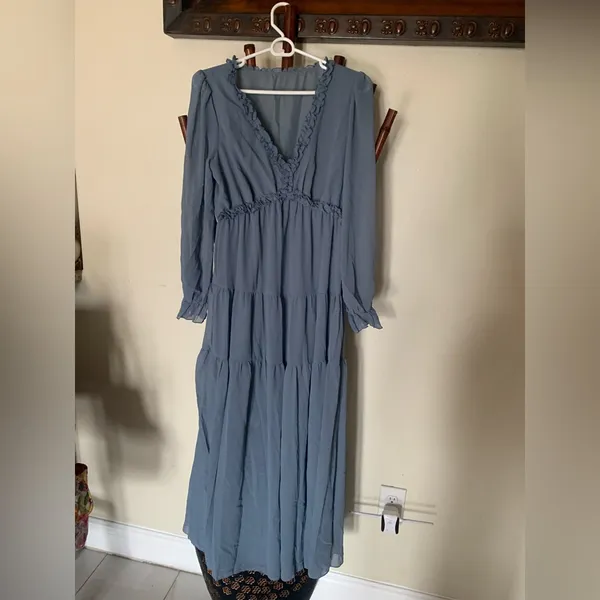Blue Ruffle Dress Size M - Image 6
