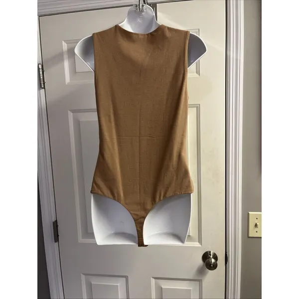 Nuuds Crewneck Sleeveless Heather Mocha/coffee Thong Bodysuit Snaps Medium NWOT - Image 7