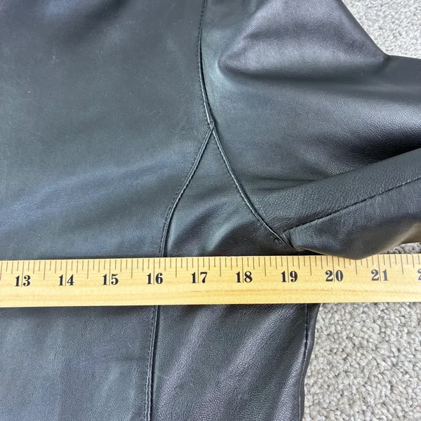 R&O by Reilly Olmes Leather Jacket Womens Large Black‎ Zip Up Minimalist Y2K 90s - Image 5