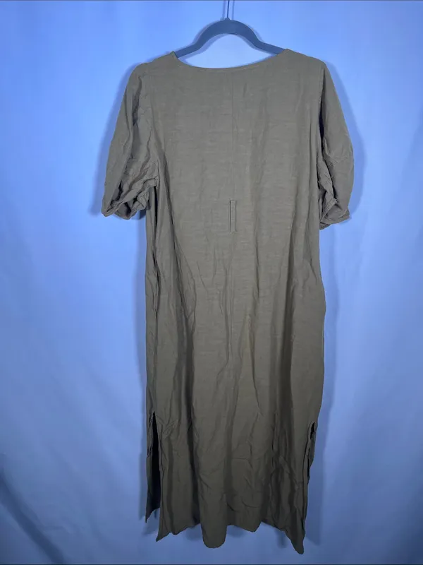 Mijeong Park Womens Green Linen Midi Dress Medium/Large - Image 6
