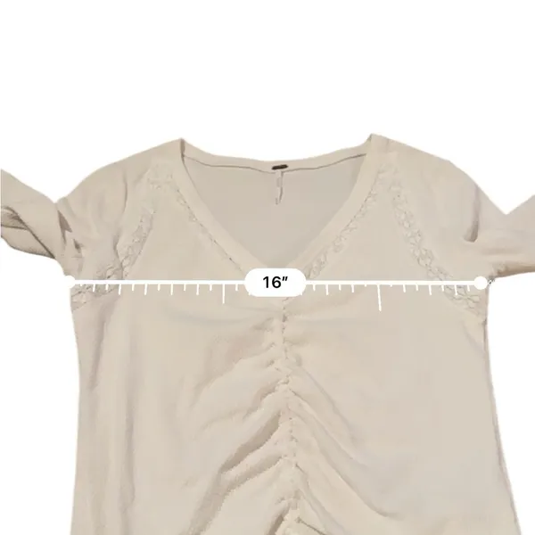 Free People Wear Me Out Thermal Mesh Long Sleeve Ruched Top‎ in White Sz M - Image 8