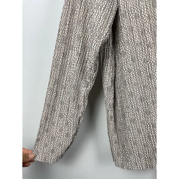 Zara Tan Jacquard Floral Pleated Long Sleeve High Neck Blouse Size‎ L - Image 5