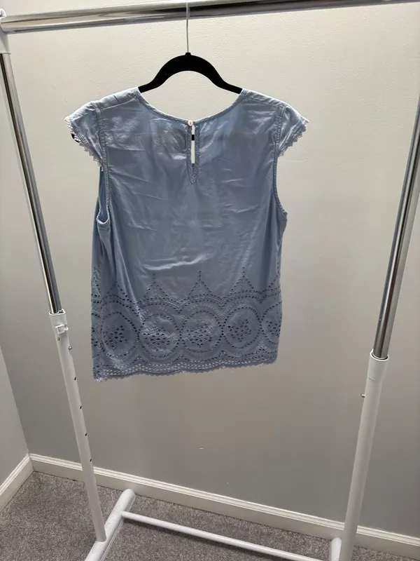 Beautiful Stories....Light Blue Eyelet Cap-Sleeve Blouse - Image 6