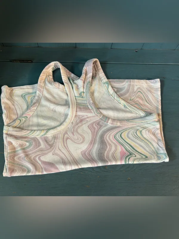 Old Navy Women's Pastel Marble-Print Racerback Tank Top | Size Large Summer - Image 5