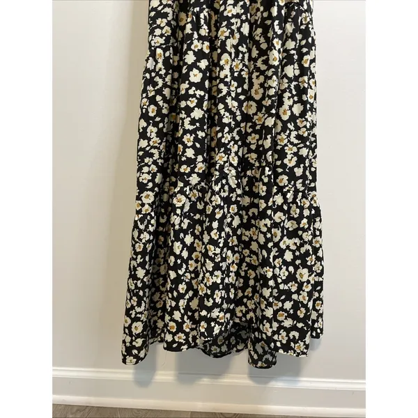 Pretty Garden Halter Maxi Dress MEDIUM Black Floral Boho Vacation Sleeveless NWT - Image 10