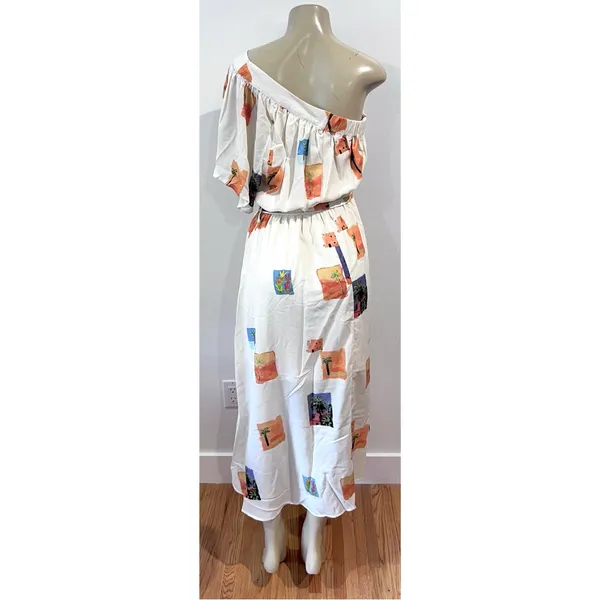 New Entro One-shoulder Maxi Dress Sz L Elastic Waist Loose - Image 6