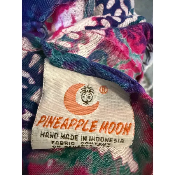 Pineapple Moon Hawaii Tie Dye Sarong Wrap Scarf Pink Purple Rayon Fringed Batik - Image 6