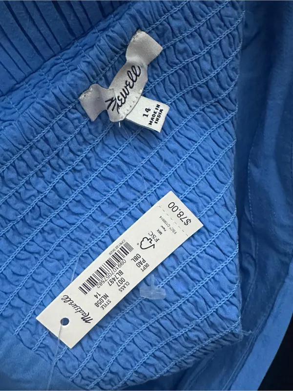 Madewell Blue Crinkle Poplin Crop Spaghetti Strap Tube Top NWT - Image 9