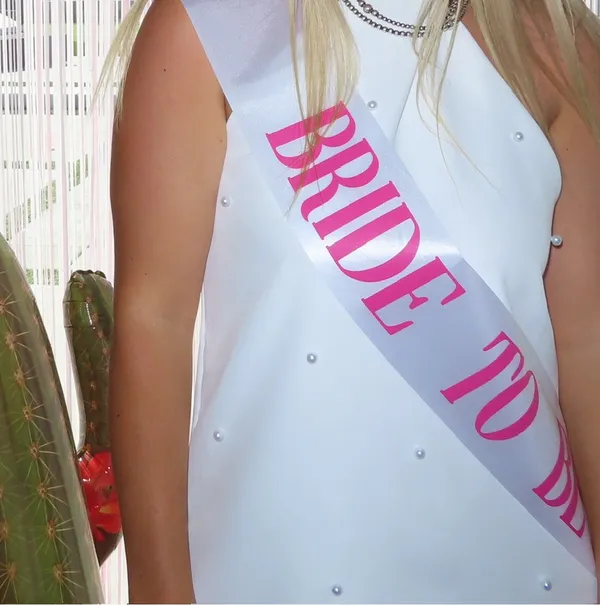 White halter dress with pearl detail - Image 2