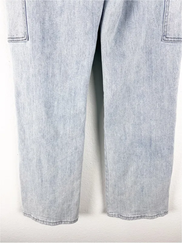 VERVET Light Wash High Rise Wide Leg Cargo Denim Jeans 25 Casual Neutral Boho - Image 14