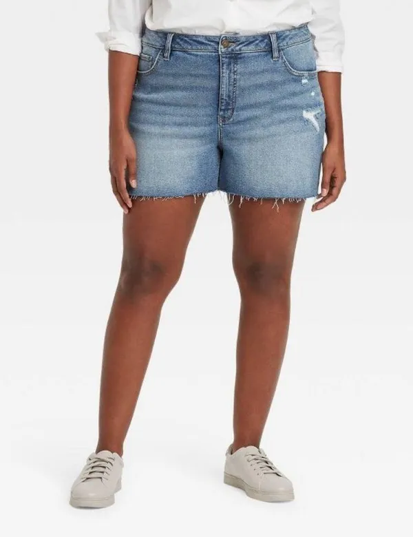 Ava & Viv size 26W denim high rise midi shorts - Image 3
