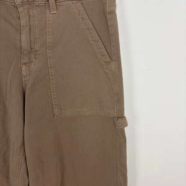 American Eagle Stretch Baggy Wide Leg Cargo Pants Brown High Rise Carpenter 2 - Image 4