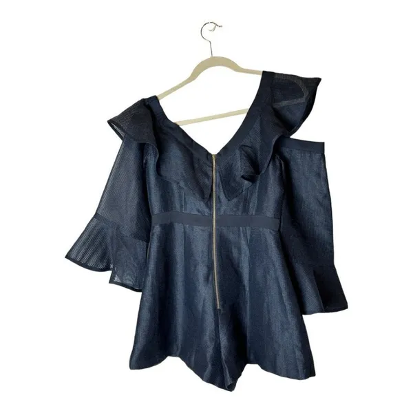 Keepsake Romper Women Medium NWT Navy Blue Bell‎ Sleeve Flashing Light Playsuit - Image 4