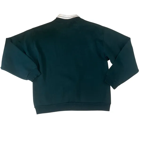 VTG 90s Morning Sun Cardinal Winter Scene Collared Sweatshirt Womens M Green - Image 7