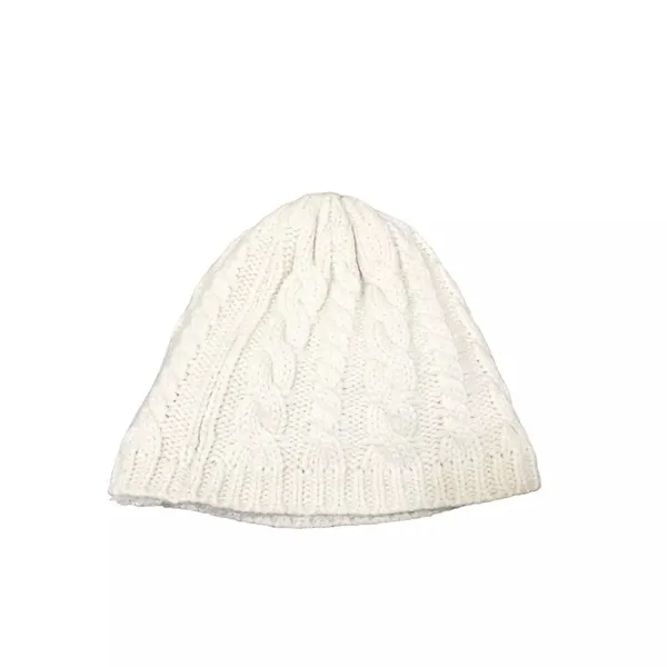 The North Face Spell Out Wool Cable Knit Beanie Hat Chunky Winter Cap - Image 6