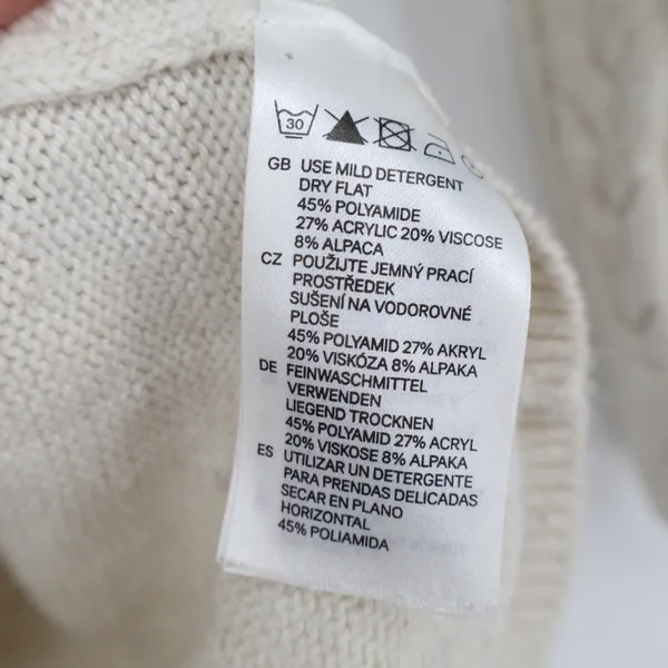 H&M Sweater Womens M Basic Cream Cable Knit Alpaca Blend Long Sleeve Excellent - Image 3
