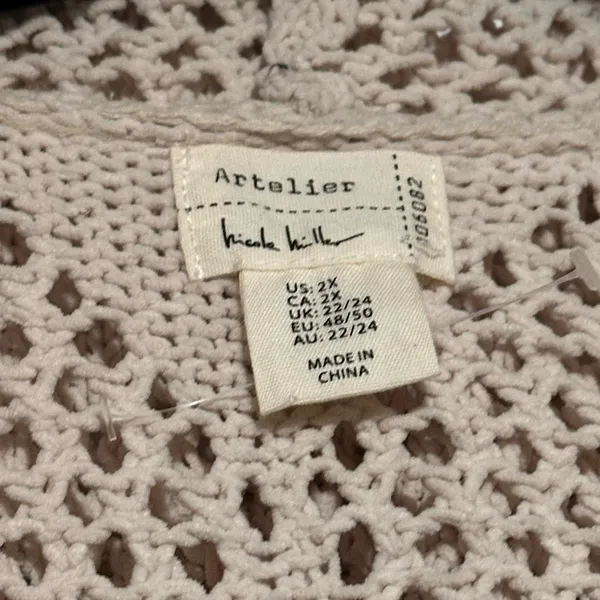 NWT Artelier Nicole Miller Open-Knit Hooded Cardigan 2XL - Image 3