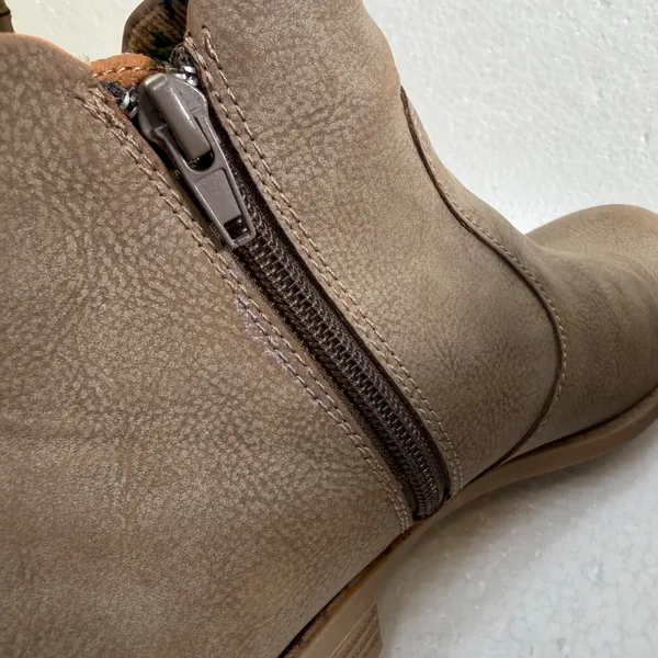 BOC Brown Ankle Booties Women's 8 Side Zip 1" Heel Round Toe - Image 8