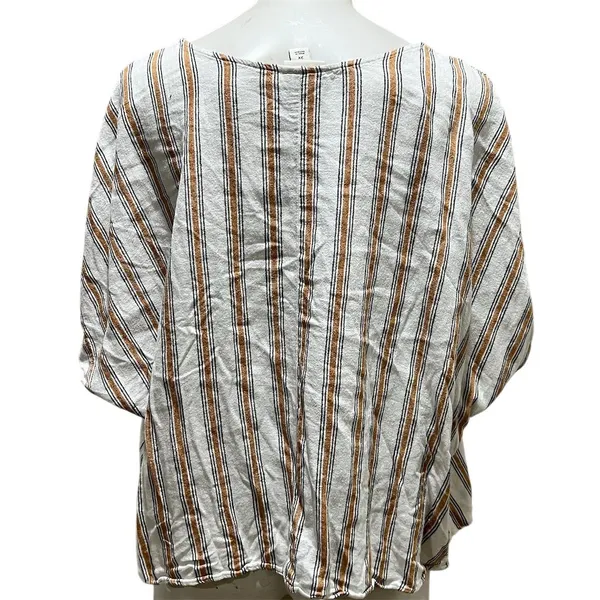 Ava & Viv Women's 2XL Striped V-Neck Blouse Tie Front Multicolor - Image 6