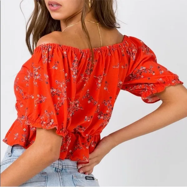 Princess Polly Size‎ 12 Orange Floral Rhea Top CP0197 - Image 2
