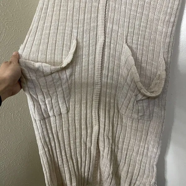 FREE PEOPLE tan knit long lightweight ribbed duster cardigan sweater size XS - Image 4