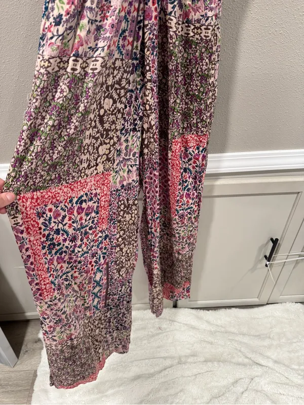 NWT Angie Multicolor Floral Patchwork Maxi Dress in Brown, Pink & Purple - Image 6