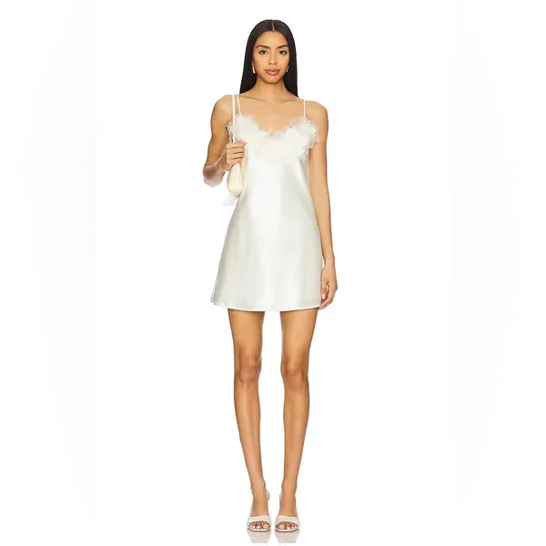 Elliatt Katalina 3D Floral Appliqué Mini Dress in Ivory - Image 3