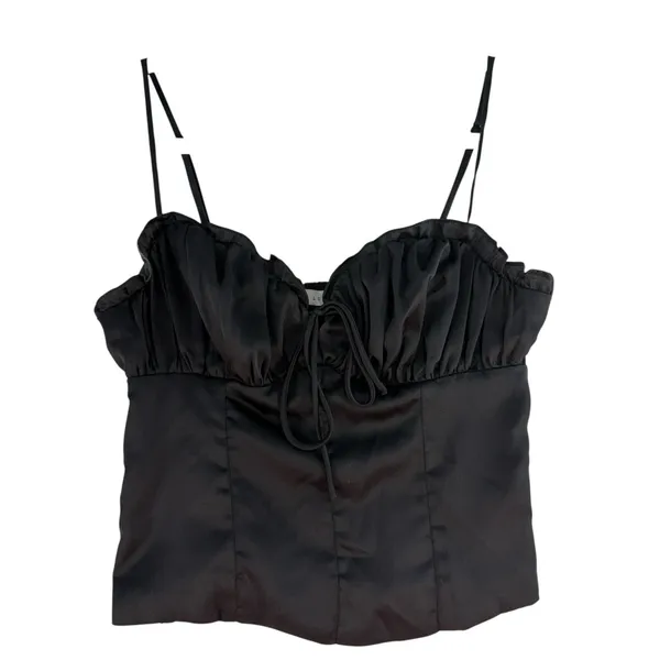 Y2K Gothic S Small Bustier Corset Top Black‎ Satin Lush Festival Punk Whimsigoth - Image 2