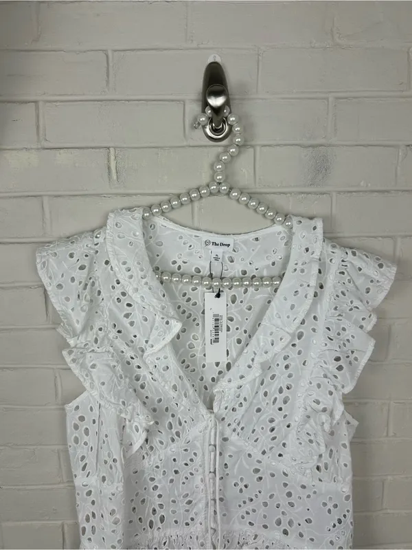 NWT The Drop Margo Tie Sleeveless White Eyelet Top Size XL - Image 8