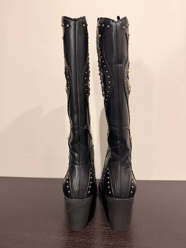 Western Boots Studded Cowboy Cowgirl Country Equestrian Bohemian Boho Snip Toe - Image 2