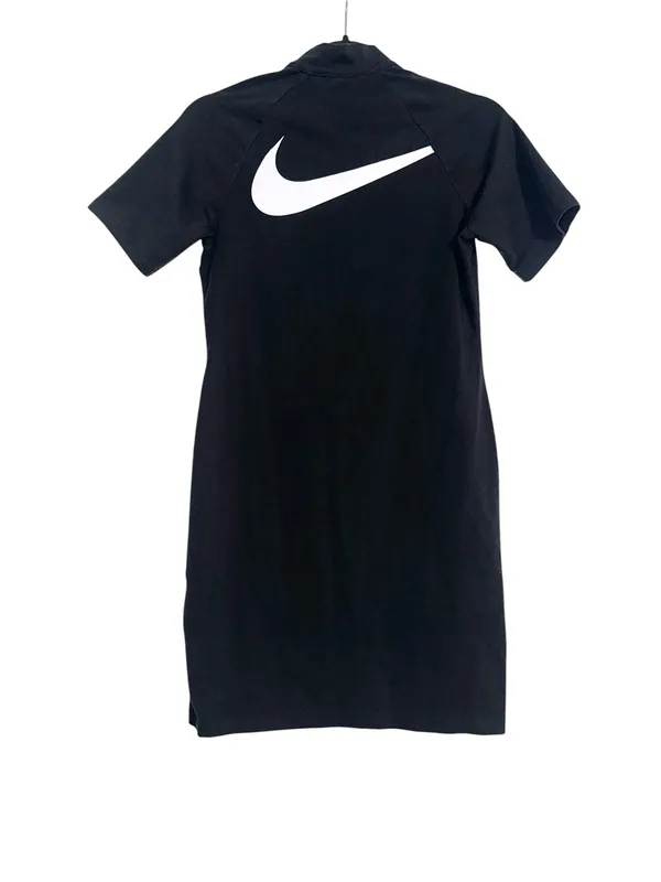 Nike Swoosh Black Logo High Neck Short Sleeve Mini Dress MEDIUM - Image 4