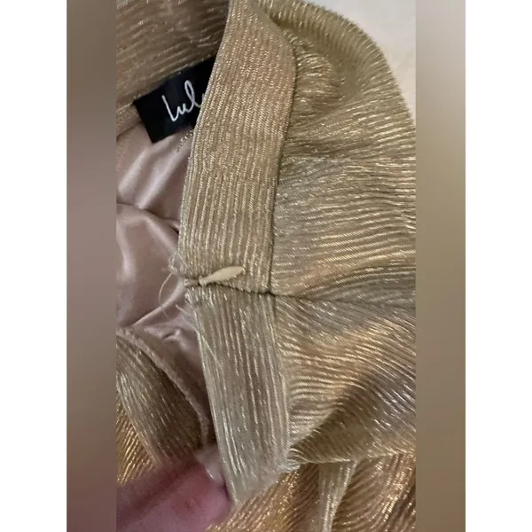 Lulu's gold high waisted maxi lined shimmer skirt Women's Sz Small - Image 8