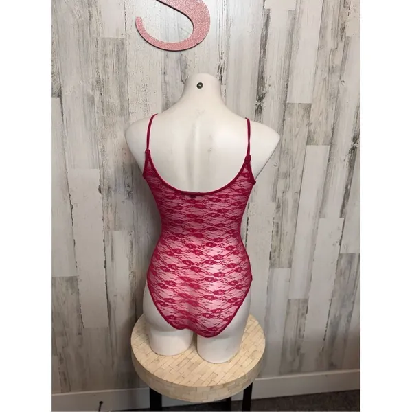 Ambiance Hot Pink Lace Bodysuit Women’s Size Small - Image 5