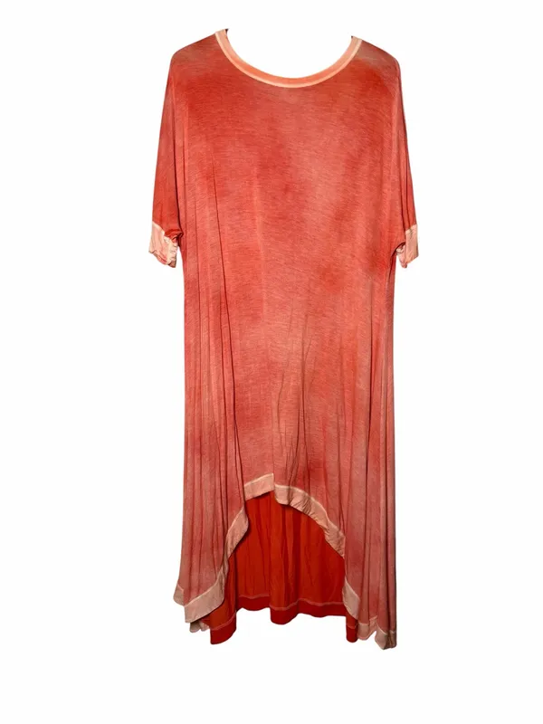 Anthropologie LILKA High Low Coral Orange Maxi Dress M/L Rayon - Image 3
