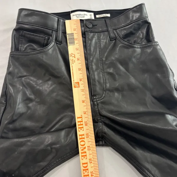 Abercrombie & Fitch Vegan Leather Ankle Straight Ultra High Rise Pants Black 26L - Image 7