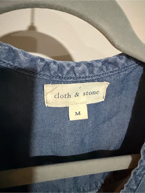 cloth & stone Washed Blue Denim-Effect Long-Sleeve Top - Image 4