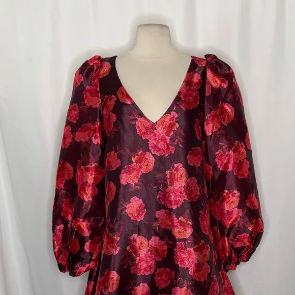 NWT!! Anthropologie BHLDN Aliana V Neck Floral Organza Mini Dress Large - Image 3
