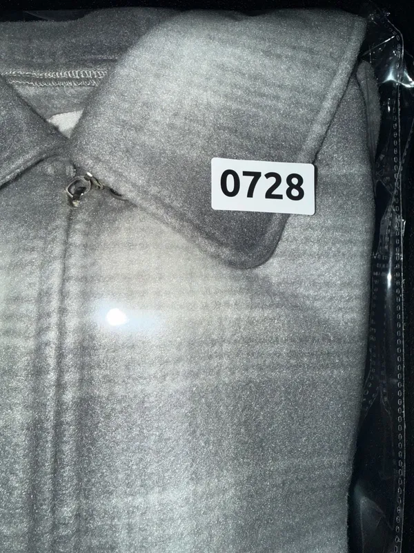 Le Moda Gray White Plaid Zip Up Fleece Jacket Cape - Image 6
