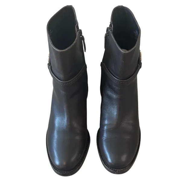 Tory Burch Miller 45mm Leather Ankle Booties Espresso Brown Gold Logo 8.5M - Image 2