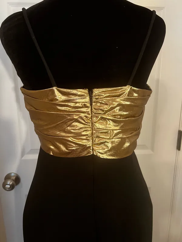 Vintage fancy black and gold bridesmaid wedding guest dress - Image 4
