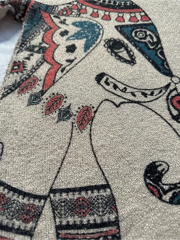Gaze Boho Elephant Knit Long Sleeve Top Size Medium Southwestern Festival - Image 6