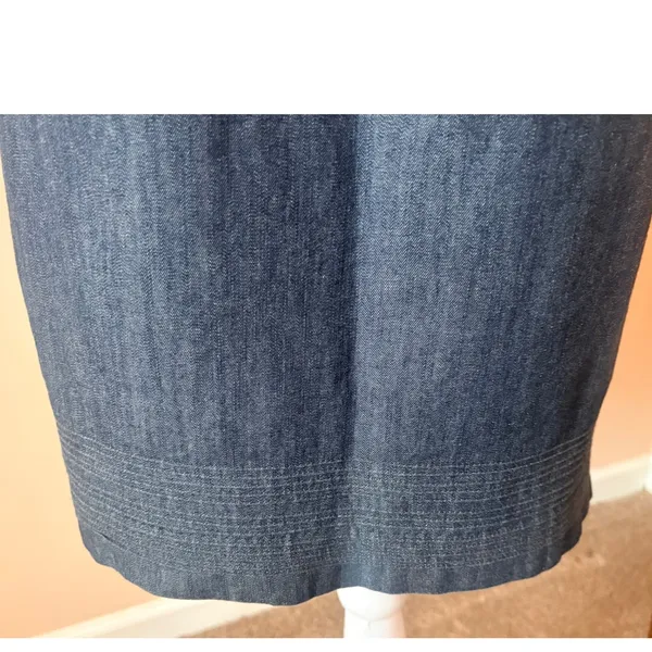 Boden Denim Shift Dress Womens 4L Blue‎ Excellent Pintuck Pocket - Image 9