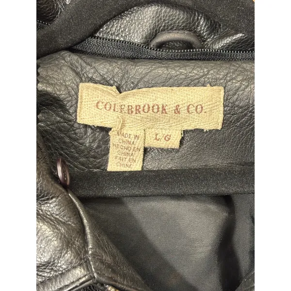 Colebrook & Company Vintage womens black leather biker cinched waist jacket szM - Image 5