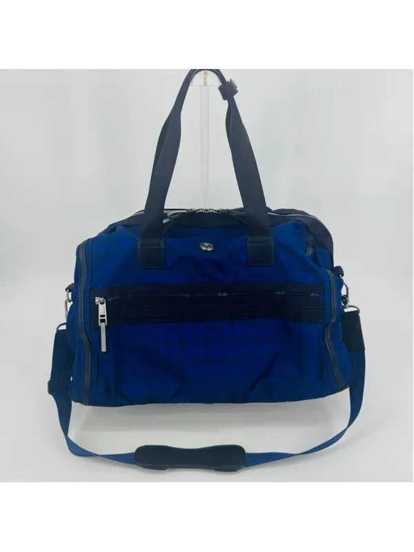 Lululemon Athletica Weekend Warrior Travel Duffel Bag Blue Black Houndstooth - Image 3