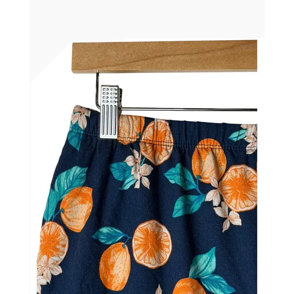 Joyspun Pajama Set Women Small Blue Orange Citrus Floral Print Short Sleepwear - Image 9