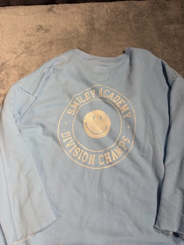 Aerie Light Blue smiley company Crewneck Sweatshirt small - Image 11