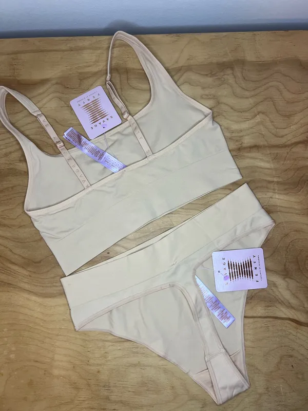 Savage X Fenty Beige Seamless Bralette, Panty Set NWT - Image 2